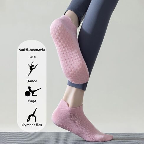 2 Pairs Pilates Socks Yoga Socks Athletic Socks Non-Slip With Grips for Women Pilates, Pure Barre, Pregnant, Barre Ballet Barefoot Workout Hospital in Kuwait