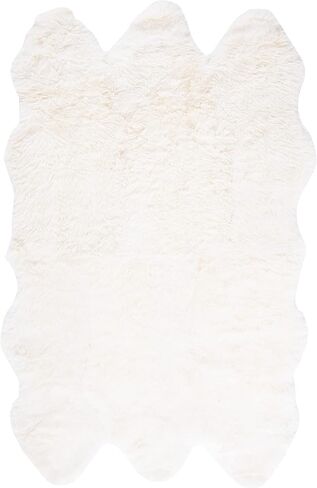 SAFAVIEH Sheep Skin Collection Accent Rug - 3' x 5', Natural & White, Handmade Rustic Glam Genuine Pelt, 3.4-inch Thick Ideal for High Traffic Areas in Entryway, Living Room, Bedroom (SHS211A) in Saudi Arabia