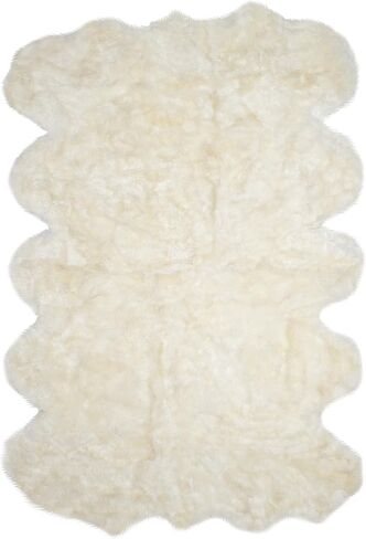 SAFAVIEH Sheep Skin Collection Accent Rug - 3' x 5', Natural & White, Handmade Rustic Glam Genuine Pelt, 3.4-inch Thick Ideal for High Traffic Areas in Entryway, Living Room, Bedroom (SHS211A) in Saudi Arabia