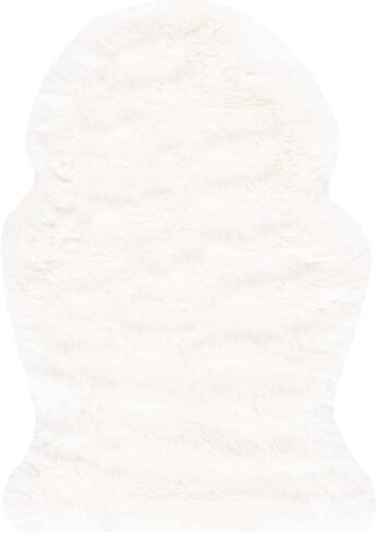 SAFAVIEH Sheep Skin Collection Accent Rug - 3' x 5', Natural & White, Handmade Rustic Glam Genuine Pelt, 3.4-inch Thick Ideal for High Traffic Areas in Entryway, Living Room, Bedroom (SHS211A) in Saudi Arabia