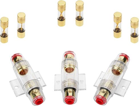 ENLOZURE 4-10 مقياس AWG في الخط AGU حامل الصمامات مع 100 أمبير AGU الصمامات مثالية لصوت السيارة، وأجهزة الإنذار، ومكبرات الصوت، والضواغط - 100A حامل الصمامات المضمنة للماء 3 مجموعات in Kuwait