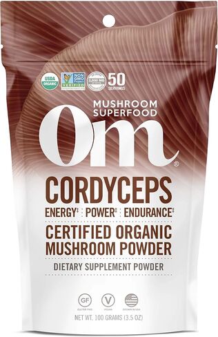 Om Mushroom Superfood Cordyceps Mushroom Capsules Superfood Supplement, 90 Count, 30 Days, Energy, Power, Stamina and Endurance Support, Superfood Supplement for Sports Performance in Kuwait