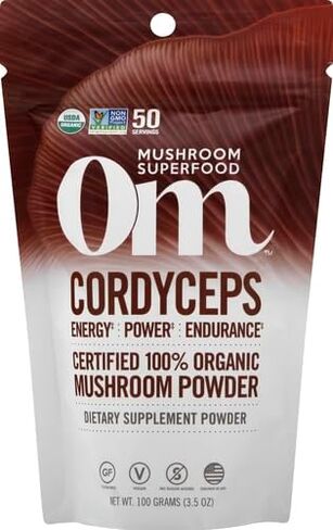 Om Mushroom Superfood Cordyceps Mushroom Capsules Superfood Supplement, 90 Count, 30 Days, Energy, Power, Stamina and Endurance Support, Superfood Supplement for Sports Performance in Kuwait