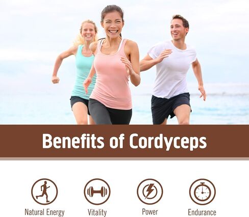 Om Mushroom Superfood Cordyceps Mushroom Capsules Superfood Supplement, 90 Count, 30 Days, Energy, Power, Stamina and Endurance Support, Superfood Supplement for Sports Performance in Kuwait