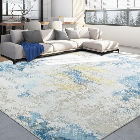 BALAPET 10x14 ft Modern Abstract Area Rug for Living Room Bedroom, Large Machine Washable Floor Carpet with Non-Slip Backing for Indoor Office Dining Room, Boho Home Deco Non-Shedding, Grey in Saudi Arabia