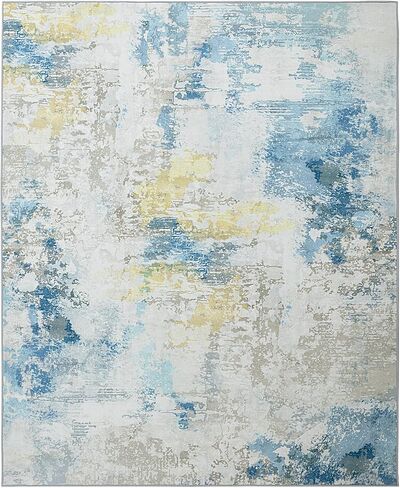 BALAPET 10x14 ft Modern Abstract Area Rug for Living Room Bedroom, Large Machine Washable Floor Carpet with Non-Slip Backing for Indoor Office Dining Room, Boho Home Deco Non-Shedding, Grey in Saudi Arabia