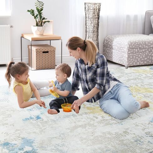 BALAPET 10x14 ft Modern Abstract Area Rug for Living Room Bedroom, Large Machine Washable Floor Carpet with Non-Slip Backing for Indoor Office Dining Room, Boho Home Deco Non-Shedding, Grey in Saudi Arabia