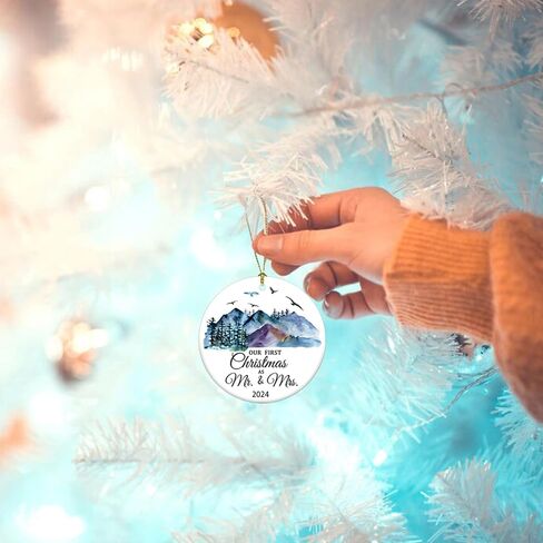 2024 Our First Christmas Just Married Truck Christmas Tree Ornament Our First Christmas as mr. and mrs. gift for Newlywed Couple 2024 (2024 Red Car Mr Mrs) in Saudi Arabia