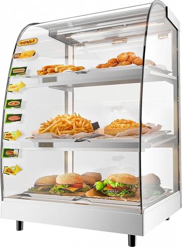 شاشة عرض لتسخين الطعام مقاس 18 بوصة مع ضوء LED 3 طبقات تجارية لتسخين سطح الطاولة التجارية، جهاز تسخين البيتزا، عرض الطعام لمتاجر الراحة، المخابز، حافظة عرض ساخنة، بوفيه 110 فولت 310 وات in Kuwait