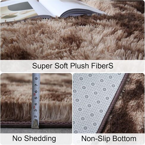 Area Rugs for Bedroom Living Room, 6x9 Ft Shag Area Rug, Soft Fluffy Area Rug for Living Room Bedroom, for Nursery Room Living Room Home Decor and Kids Room (Beige Camel) in Saudi Arabia