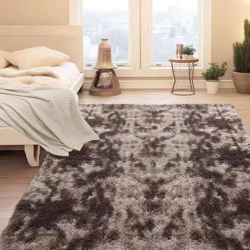 Area Rugs for Bedroom Living Room, 6x9 Ft Shag Area Rug, Soft Fluffy Area Rug for Living Room Bedroom, for Nursery Room Living Room Home Decor and Kids Room (Beige Camel) in Saudi Arabia