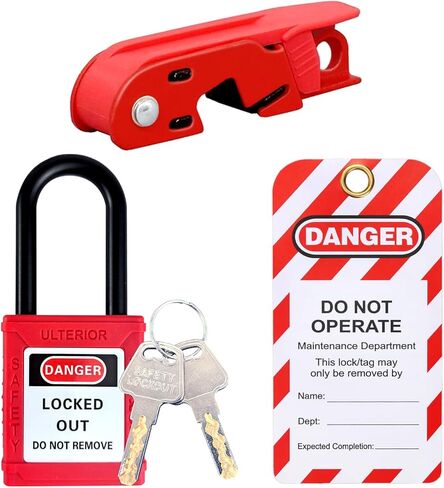Circuit Breaker Lockout Set, Circuit Breaker Lockout, Nylon Padlock, Lockout Tagout Tag, for Standard Single and Double Toggles, Circuit Breaker Switch Lock Device (Set B) in Saudi Arabia