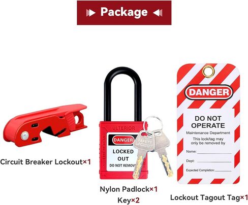 Circuit Breaker Lockout Set, Circuit Breaker Lockout, Nylon Padlock, Lockout Tagout Tag, for Standard Single and Double Toggles, Circuit Breaker Switch Lock Device (Set B) in Saudi Arabia
