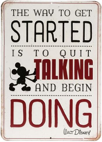 Open Road Brands Disney Mickey Mouse Embossed Metal Sign - Retro Mickey Mouse Wall Art with Inspiring Walt Disney Quote in Saudi Arabia