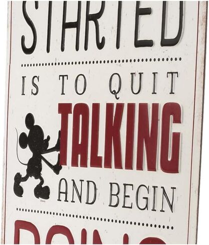Open Road Brands Disney Mickey Mouse Embossed Metal Sign - Retro Mickey Mouse Wall Art with Inspiring Walt Disney Quote in Saudi Arabia