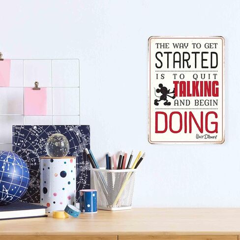 Open Road Brands Disney Mickey Mouse Embossed Metal Sign - Retro Mickey Mouse Wall Art with Inspiring Walt Disney Quote in Saudi Arabia