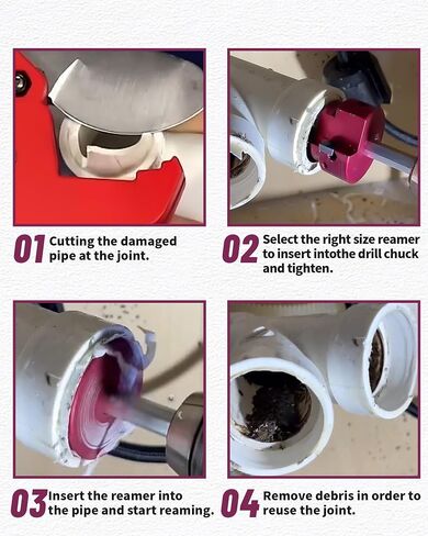 6 Pcs PVC Pipe Reamer Kit With 3/4 inch, 1 inch, 1-1/2inch, 2inch, 3inch, 4inch Head Aluminum PVC Fitting Saver, PVC Socket Saver For SCH40 PVC, ABS PVC Pipe and CPVC, Water Lines, Drain Lines in Saudi Arabia