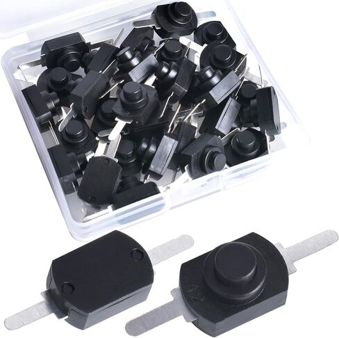 30pcs Latching Push Button Switch On Off Mini Switch, Self-Lock DC 30V 1A Micro Switch for Torch Flashlight Light Lamp Wall Outlet, Black in Kuwait