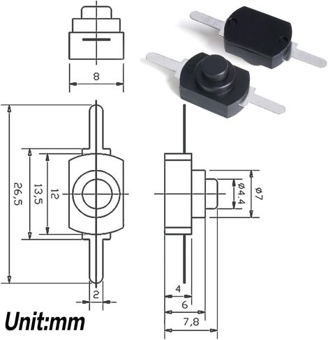 30pcs Latching Push Button Switch On Off Mini Switch, Self-Lock DC 30V 1A Micro Switch for Torch Flashlight Light Lamp Wall Outlet, Black in Kuwait