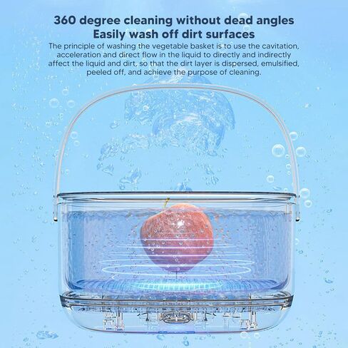 Fruit and Vegetable Washing Machine, Ultrasonic 360 Degree Cleaning Automatic Fruit Vegetable Cleaner Device One Button Start, Large Capacity Washing Soaking Basket for Home Use in Saudi Arabia