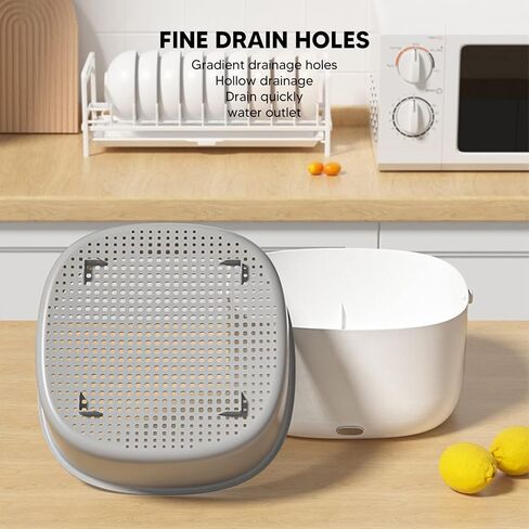 Fruit and Vegetable Washing Machine, Ultrasonic 360 Degree Cleaning Automatic Fruit Vegetable Cleaner Device One Button Start, Large Capacity Washing Soaking Basket for Home Use in Saudi Arabia