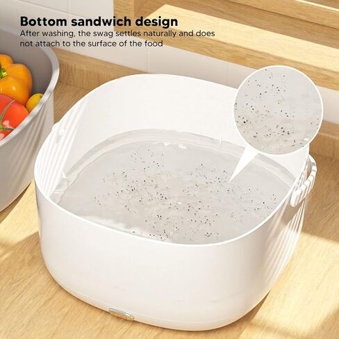 Fruit and Vegetable Washing Machine, Ultrasonic 360 Degree Cleaning Automatic Fruit Vegetable Cleaner Device One Button Start, Large Capacity Washing Soaking Basket for Home Use in Saudi Arabia
