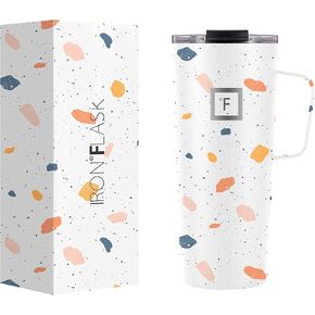 IRON °FLASK Grip Novelty Coffee Mug - Leak Proof, Vacuum Insulated Stainless Steel Bottle, Double Walled, Thermo Travel, Hot Cold, Water Metal Canteen - Midnight Black, 16 Oz - Classic Bottom in Kuwait