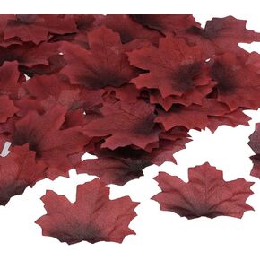 PATIKIL Artificial Leaves, 200 Pcs Fall Maple Autumn Fake Leaf for Wedding Party Thanksgiving Halloween Decoration, Black Burgundy