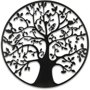 CLIBFENG Tree of Life Wall Art Metal Tree Life Wall Decor Family Tree Wall Plaque 23 Inches Tree of Life Wall Hanging for Bathroom Kitchen Living Room Bedroom Indoor Outdoor（Black）
