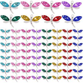 Framendino, 20 Pack Alloy Dragonfly Charms Dragonfly Pendants Mixed Color Dragonfly Diamond Metal Enamel Pendants for Necklace Bracelet Earring Jewelry Making
