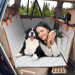 H HOH-Tech Back Seat Extender for Dogs,Hard Bottom Dog Car Seat Cover for Back Seat Bed,Anti-Scratch Dog Hammock for Car Travel,Backseat Portable Car Camping Pad for SUV Truck (Blue)