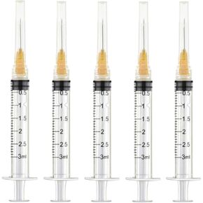 50 Pack 3ml 25 Gauge 5/8 Inch, for Scientific Labs, Industrial Dispensing and Liquid Measuring Supplies, Individually Sealed Packaging