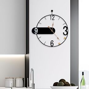 Modern Classical Large Number Decorative Wall Clock with Pendulum, Modern Non-Walking Mute Metal Wall Clock for Living Room, Bedroom, Study, Office (20inch)