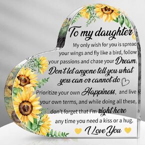 Karenhi Gifts for Daughter Christmas Daughter Gifts from Mom to My Daughter Birthday Mother's Day Valentine's Day Graduation Wedding Gifts Sunflower Acrylic Sign for Daughter(Elegant Style)