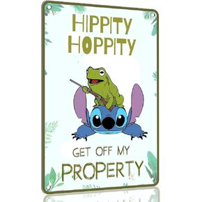Cute Stitch Stuff For Girls Room Decor Frog Tin Sign Funny Stitch Metal Signs For Bedroom Door Decor Cool Things For Your Room Decorations Hippity Hoppity Get Of My Property Sign 8×12 Inches