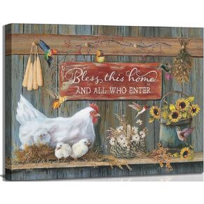 Country Kitchen Food Still Life Canvas Wall art Vintage Rustic Farmhouse This Kitchen Offers Food Love and Joy Painting Picture Wall Decor Poster Print Artwork for Dining Room Home Decoration