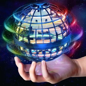 Flying Ball Toy Globe 360°Rotating Hand Controlled Flying Orb Ball Toys Magic Led Lights Controller Mini Drone Flying Toy Boomerang Fly Spinners for Kids (Red)