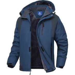 Men's Mountain Ski Jacket Waterproof Fleece Liner Snow Coat Warm Winter Windproof Hooded Raincoat