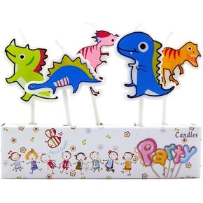 Ornerx Dinosaur Themed Birthday Cake Candles Pack of 5