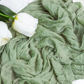 Sage Green Cheesecloth Table Runner, 35x120 Inch Boho Table Decoration Wedding Table Runner Transparent Bridal Shower Baby Shower Christmas Thanksgiving Party Decoration (Light Green)