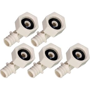 QQTM1212-5 Plastic Poly Alloy 90 Degree Swivel Elbow PEX x FPT Barb Pipe Fitting 1/2'' x 1/2'' White (5 Pack)