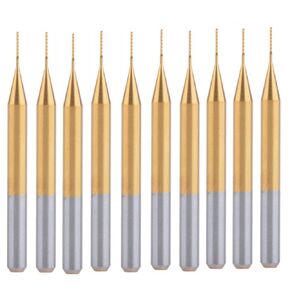 HOZLY 10Pcs 1/8'' Shank, 0.4mm Cutting Diameter,CNC End Mill, Titanium Coat Carbide End Mill Engraving Bits CNC Rotary Burrs Tool for PCB Mould Plastic Fiber Carbon Fiber Hardwood