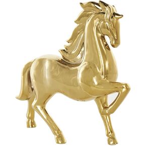 Deco 79 Ceramic Horse Decorative Sculpture Prancing Home Decor Statue, Accent Figurine 12" x 4" x 12", Silver
