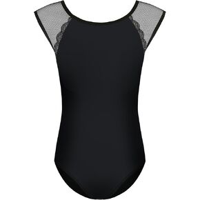 HIPPOSEUS Ballet Leotards for Girls Toddler Mesh Cap Sleeve Dance Leotard Gymnastics Outfits with Hollow Back,XM02