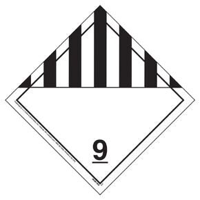 Class 9 Miscellaneous Placard 25-pk. - 10.75" x 10.75" Removable Self Adhesive Vinyl - J. J. Keller & Associates - Complies with DOT Hazmat Placard Requirements