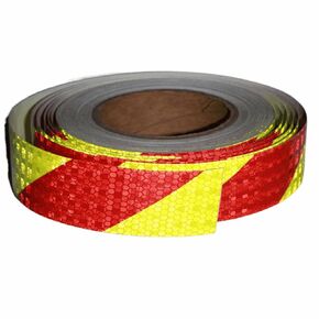 Reflective Tape 1 inch X 66 feet, Outdoor Waterproof High Strength High Visibility Hazard Warning Safety Adhesive Reflector Tape. (Fluorescent Yellow and Red)