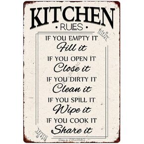 Funny Kitchen Signs Decor-Kitchen Farmhouse Decor-Personalized Kitchen Metal Sign-Retro Kitchen Counter Accessories-12x8 Inch Hanging Plaque Home Wall Decorations-Farmhouse Bakery