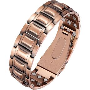 Feraco 3X Strength Copper Bracelet for Men, 99.99% Pure Copper Magnetic Bracelet with Powerful Neodymium Magnets & Pro Folding Clasp, Adjustable