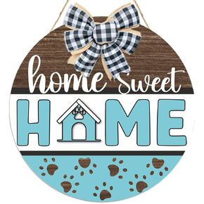 Welcome Pet Home Sweet Sign,Welcome Sign For Front Door,Welcome to Home Sweet Wooden Round Door Decor for Pet Lover Home Pet Shop Decor,Pet Sign Wall Decor,Pet Lover Gift