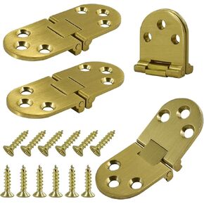 4pcs Round Edge Hinge Brass Butler Tray Hinge with Screws, 180 Degree Folding Flip Top Hinge for Hable Cabinet Closet Door Furniture